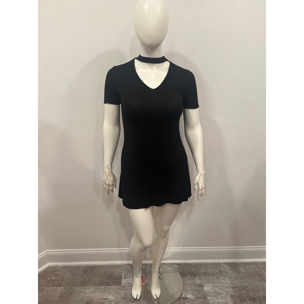 Sadie & Sage Mini Dress Womens Medium Black‎ Choker V-Neck NWT